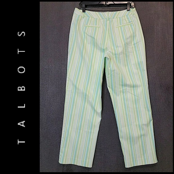 Talbots Women Stripe Flat Front Ankle Length Pants Casual Formal Size 12 - Picture 2 of 11